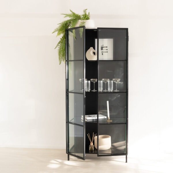 STUDIO DELTA CLEAR GLASS DISPLAY CABINET IN BLACK