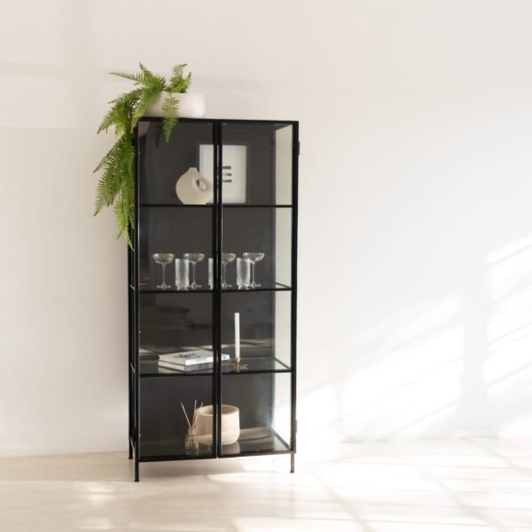 STUDIO DELTA CLEAR GLASS DISPLAY CABINET IN BLACK