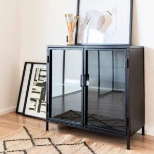 STUDIO DELTA INDUSTRIAL STEEL SIDEBOARD- TWO DOOR IN BLACK