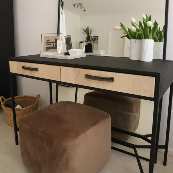 STUDIO DELTA STEEL DRESSING TABLE VANITY WITH WOODEN IN BLACK