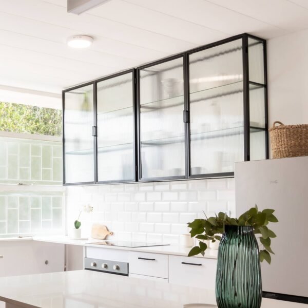 STUDIO DELTA GLASS AND STEEL KITCHEN CABINET IN BLACK