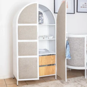 STUDIO DELTA ARCHED UPHOLSTERED CABINET VIEW A