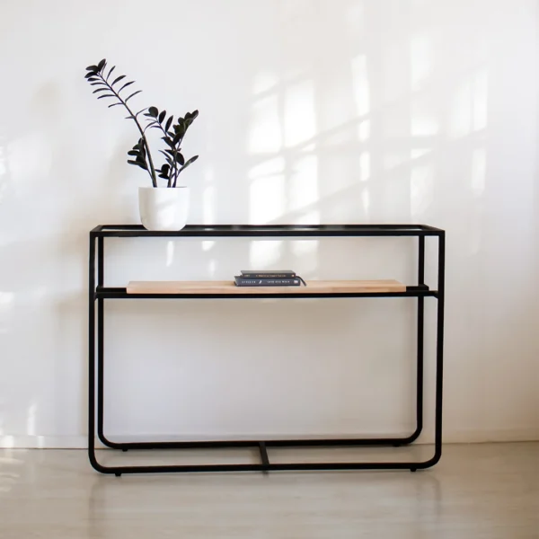 STUDIO DELTA - CURVED STEEL AND WOOD CONSOLE