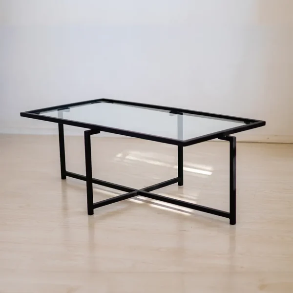 STUDIO DELTA - RECTANGULAR GLASS AND STEEL COFFEE TABLE